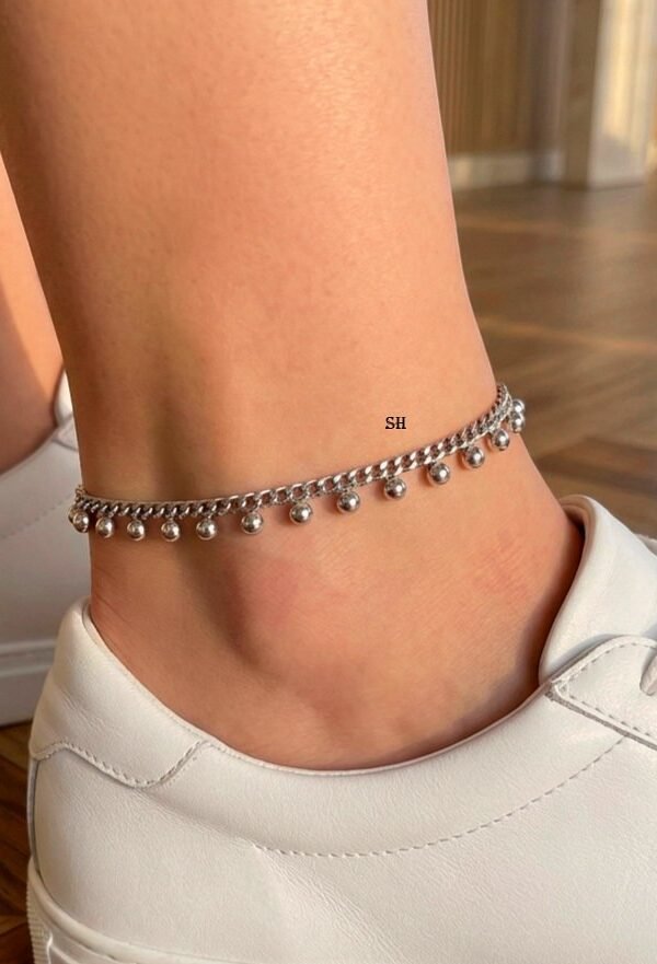 Silver Bead Anklet